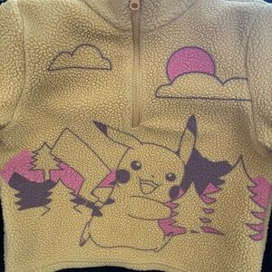 Pokémon Pickachu Half-Zip Jumper in Mustard Yellow Size 8 Juniors